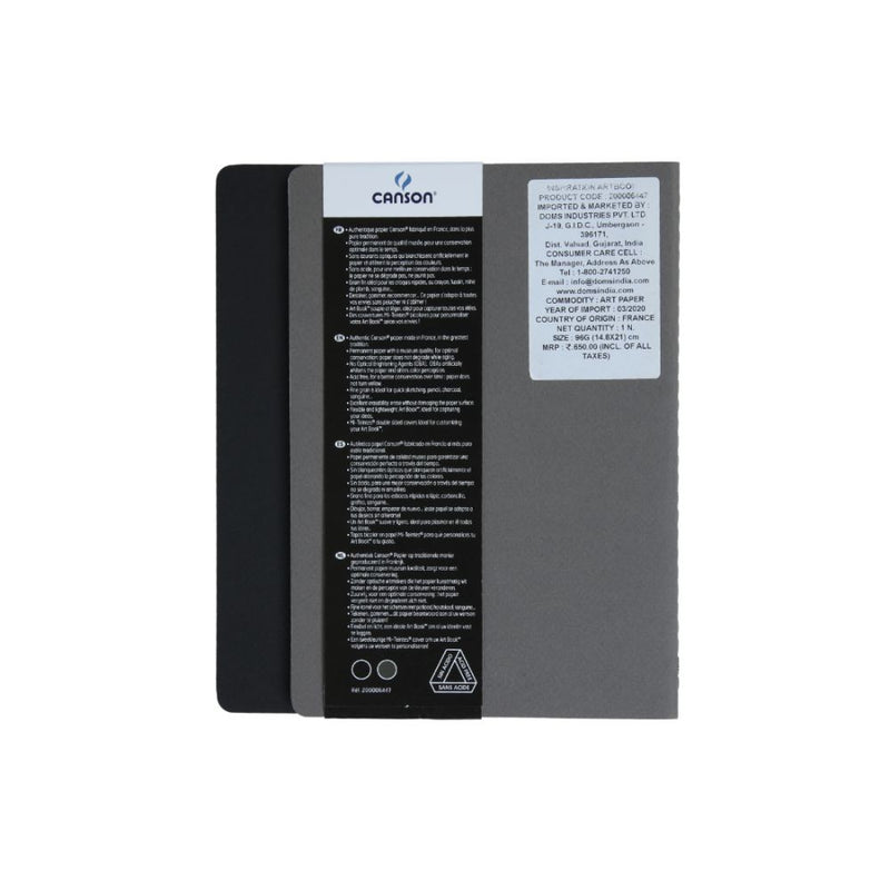 Canson Inspiration 96 GSM Light Grain A5 Hardbound Books (Size-14.8x21cm, Black & Dark Grey, 30 Sheets)