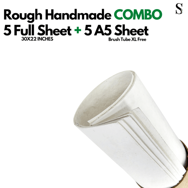 Rough Handmade Combo Set, 5 Full Sheet (30×22 inches) + 5 (A5 5.8×8.3 inches) 300GSM