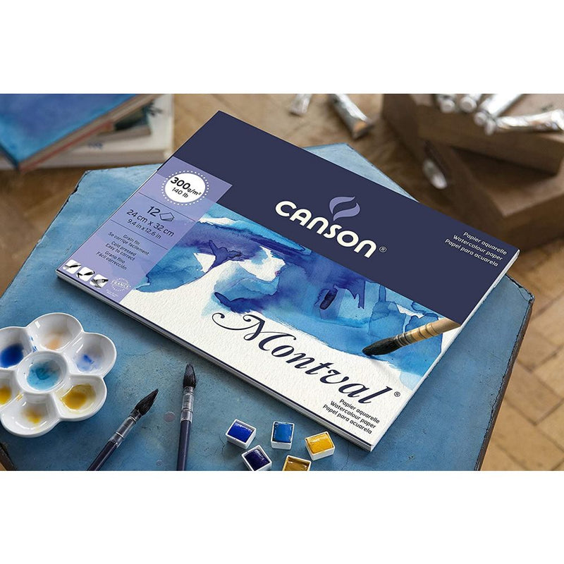 Canson Montval Watercolour 300 GSM Cold Pressed 10.5 x 15.5 cm Paper Block(White, 12 Sheets)