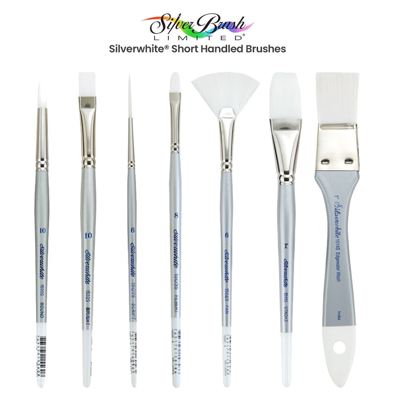 Silver Brush Series 1504 White Fan Blender Short Handle Size 6