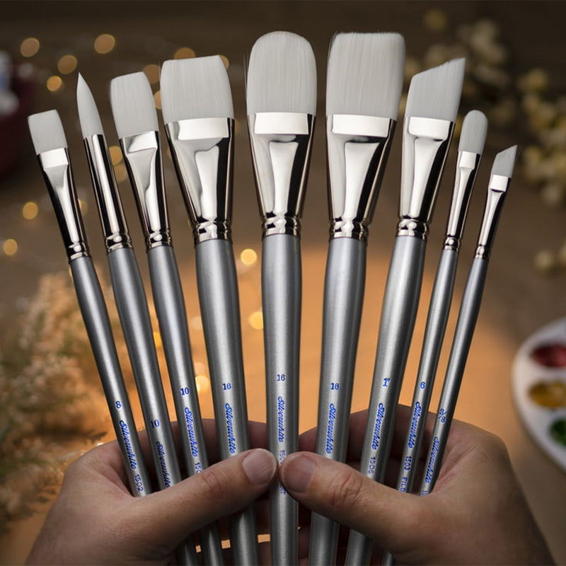 Silver Brush Series1500S Silverwhite Short Handle White Taklon Round Brush Size 4