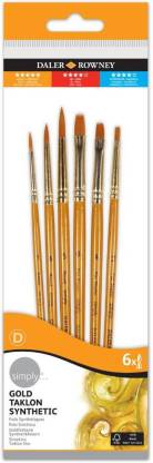 Daler-Rowney Simply Short Handle Gold Taklon Acrylic Brush Set (6 Brushes)