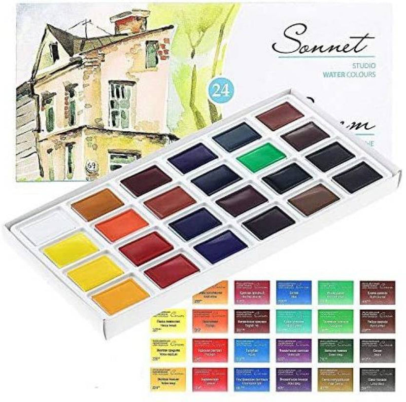 Nevskaya Palitra Sonnet Conem Studio Watercolor Paint Cake Set of 24