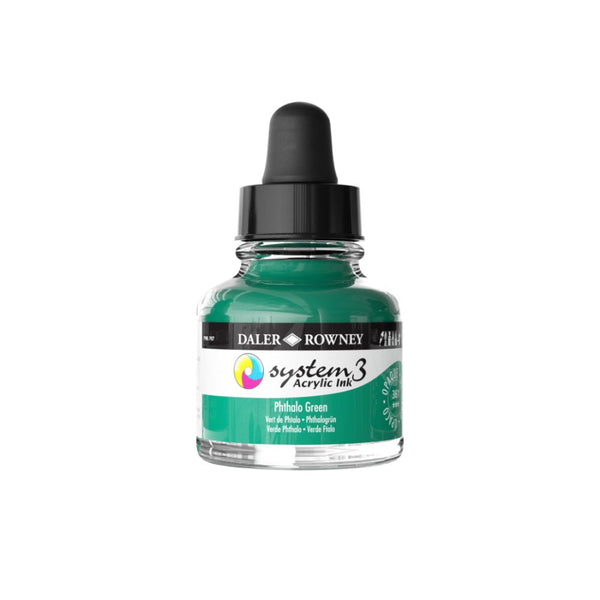 Daler-Rowney System3 Acrylic Colour Ink Bottle (29.5ml, Phthalo Green-361), Pack of 1