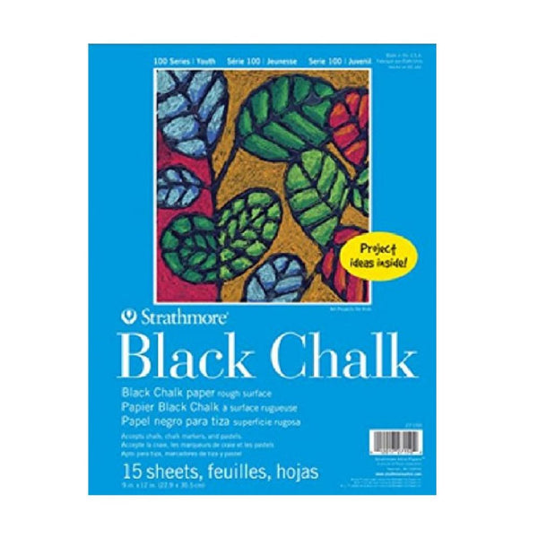STRATHMORE 100 SERIES PADS FOR AGES 5 AND UP BLACK CHALK 15 sheets (	9" x 12")