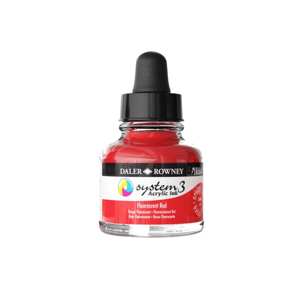 Daler-Rowney System3 Acrylic Colour Ink Bottle (29.5ml, Fluorescent Red-544), Pack of 1