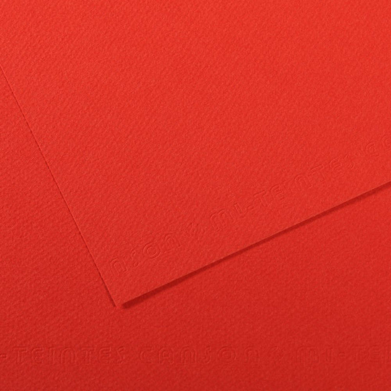 Canson Mi-Teintes 160 GSM Embossed 50 x 65 cm Coloured Paper Sheets (Bright Red,25 Sheets)