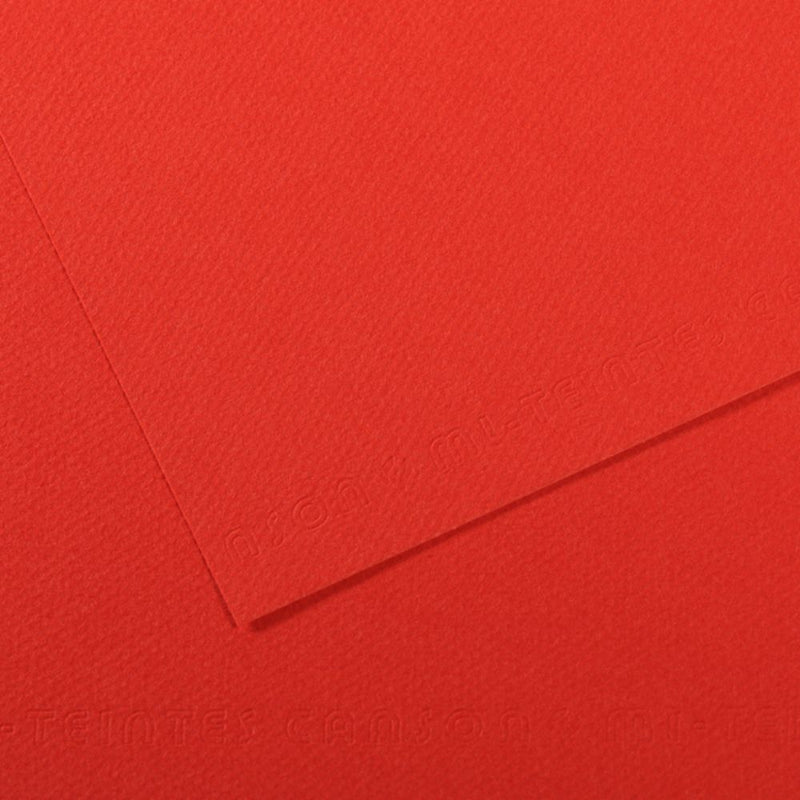 Canson Mi-Teintes 160 GSM Embossed 50 x 65 cm Coloured Paper Sheets (Poppy Red,25 Sheets)