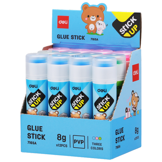 Deli WA7165A Glue Stick 8gm (Assorted, Pack of 3)