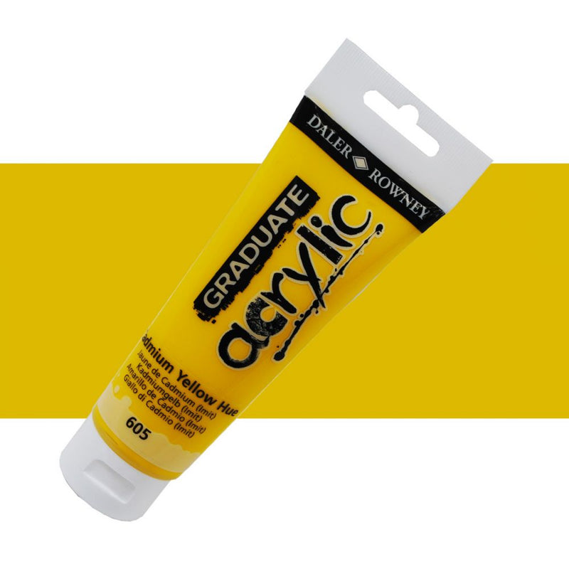 Daler-Rowney Graduate Acrylic Colour Paint Tube (120ml, Cadmium Yellow Hue-605), Pack of 1
