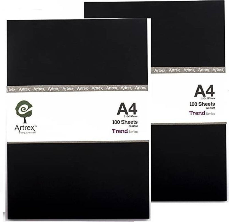 Artrex A4 Color Paper Trend Black 80 GSM (Pack of 100 Sheets)