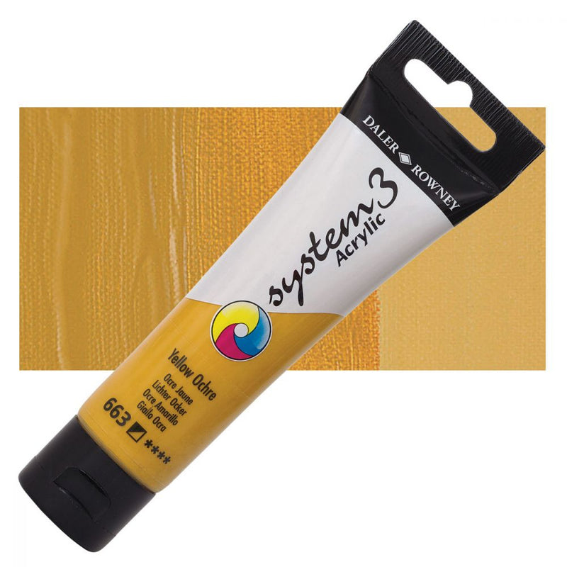 Daler-Rowney System3 Acrylic Colour Paint Plastic Tube (150ml, Yellow Ochre-663), Pack of 1