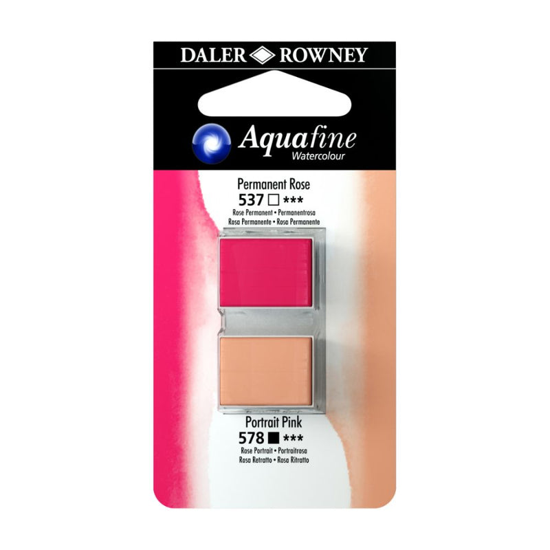 Daler-Rowney Aquafine Watercolour Blister pack (Half Pans, Permanent Rose/Portrait Pink-006), Pack of 1