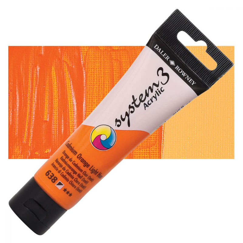 Daler-Rowney System3 Acrylic Colour Paint Plastic Tube (150ml, Cadmium Orange Light Hue-638), Pack of 1