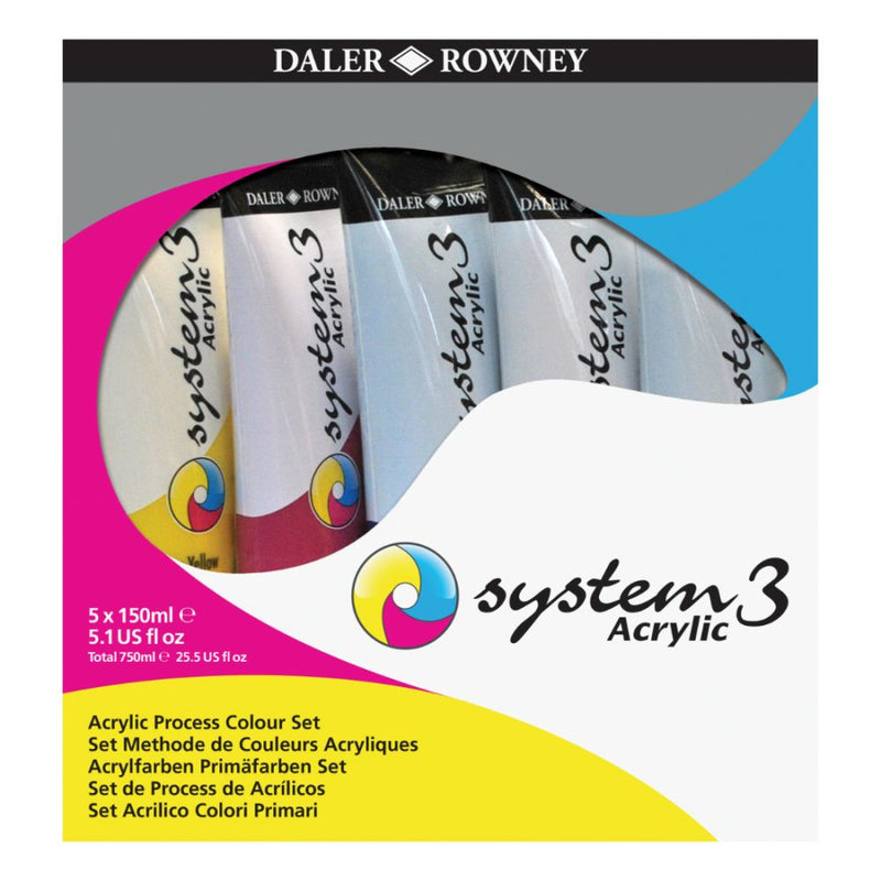 Daler-Rowney System3 Acrylic Colour Process Set (5x150ml Tubes)