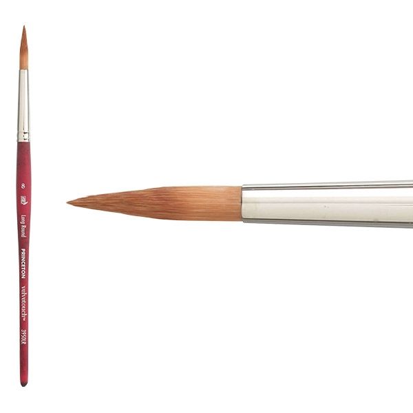 Princeton Series 3950 Velvetouch Luxury Synthetic Blend Brush - Long Round - Short Handle - Size: 8