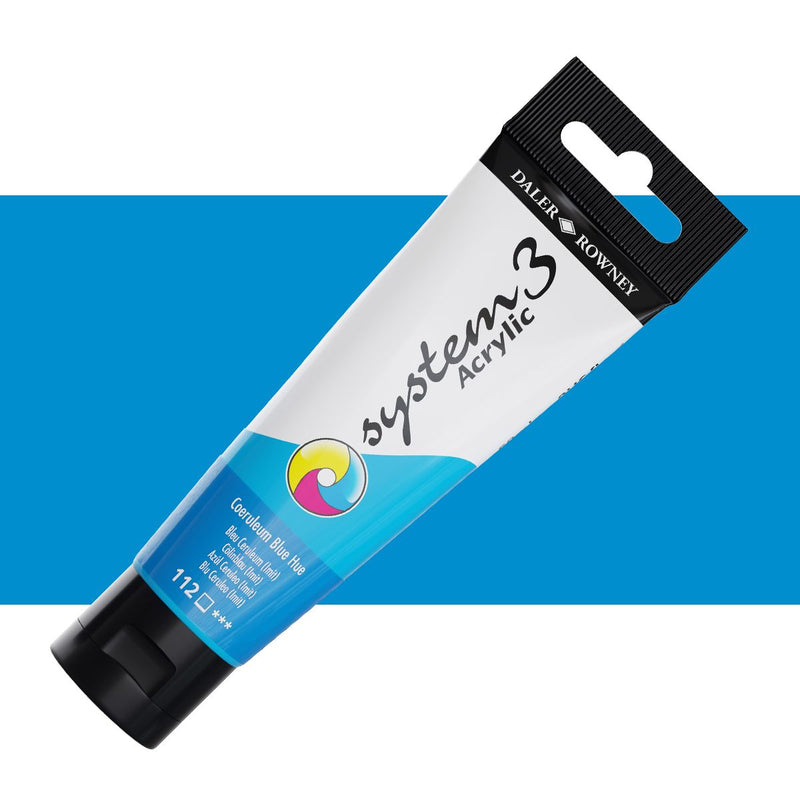 Daler-Rowney System3 Acrylic Colour Paint Plastic Tube (150ml, Coeruleum Blue Hue-112), Pack of 1