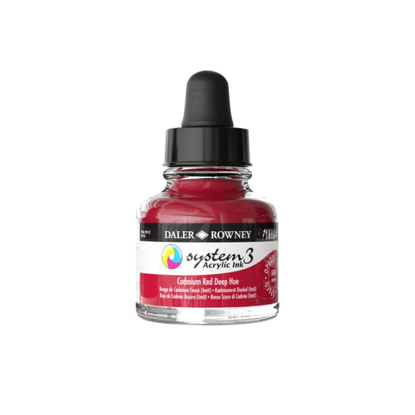 Daler-Rowney System3 Acrylic Colour Ink Bottle (29.5ml, Cadmium Red Deep Hue-504), Pack of 1