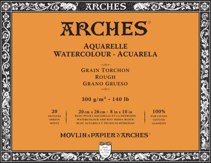 Arches Watercolour 300 GSM Rough Natural White 20 x 26 cm Paper Blocks, 20 Sheets