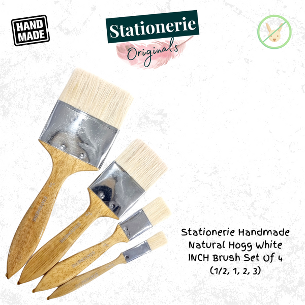 Stationerie Signature Handcrafted Hog White Inch Brush Set Of 4