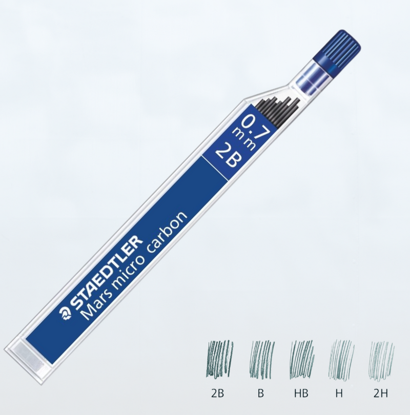Staedtler Micro Mars Carbon Mechanical Pencil Leads, 0.7 mm, 2B, 60 mm Pack of 3