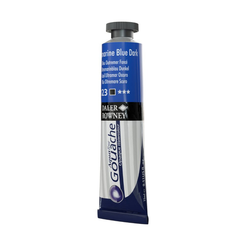 Daler-Rowney Aquafine Gouache Opaque Watercolour Metal tube (15ml, Ultramarine Blue Dark-123), Pack of 1