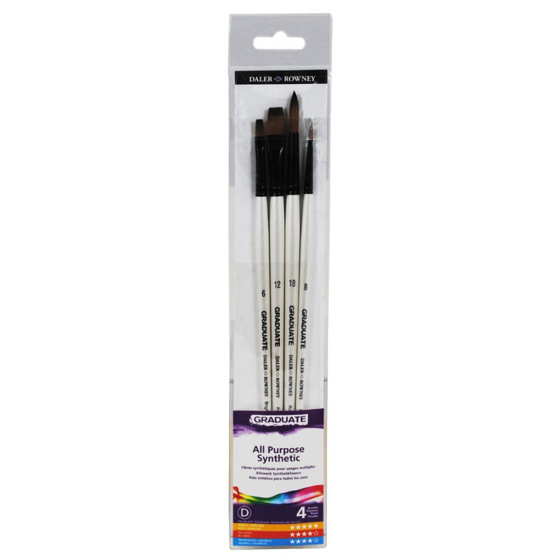 Daler-Rowney Graduate Long Handle Brush Set (4 X Brushes)