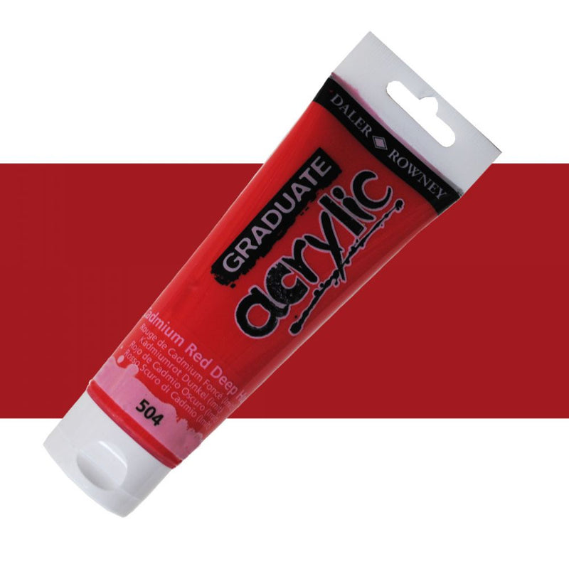 Daler-Rowney Graduate Acrylic Colour Paint Tube (120ml, Cadmium Red Deep Hue-504), Pack of 1