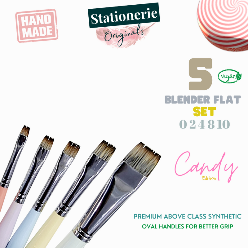 Stationerie Blender Short Flat Brush Set Of 5 Candy Edition