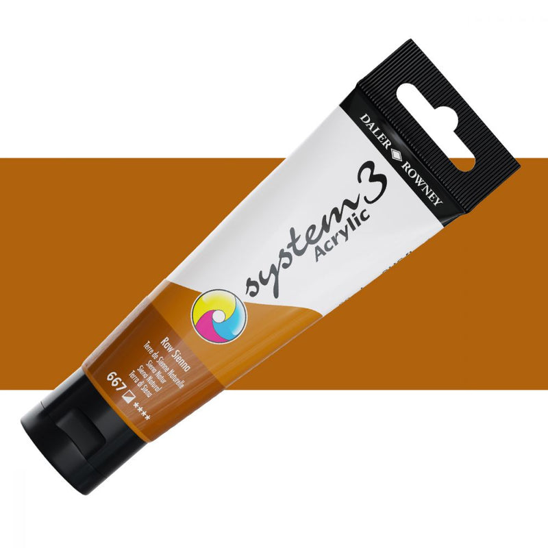 Daler-Rowney System3 Acrylic Colour Paint Plastic Tube (150ml, Raw Sienna-667), Pack of 1