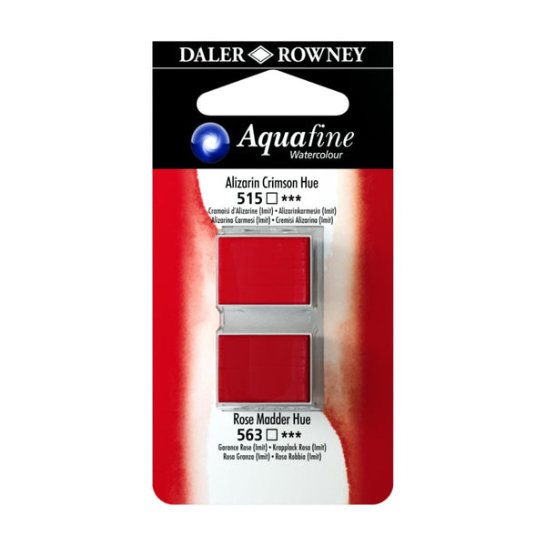 Daler-Rowney Aquafine Watercolour Blister pack (Half Pans, Alizarin Crimson/Rose Madder Hue-005), Pack of 1