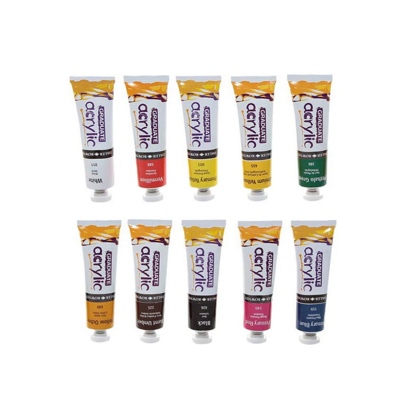Daler-Rowney Graduate Acrylic Colour Paint Tube Selection Set (10x38 ml)