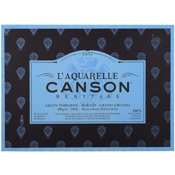 Canson Héritage Cotton 300 GSM Rough 26 x 36 cm Paper Block(White, 20 Sheets)