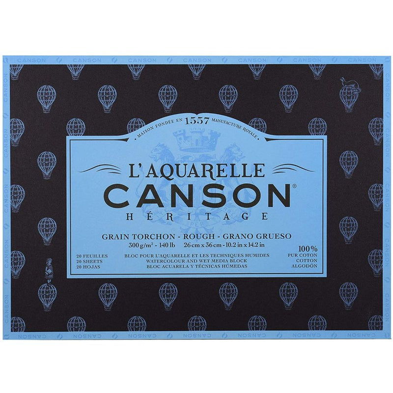 Canson Héritage Cotton 300 GSM Rough 26 x 36 cm Paper Block(White, 20 Sheets)