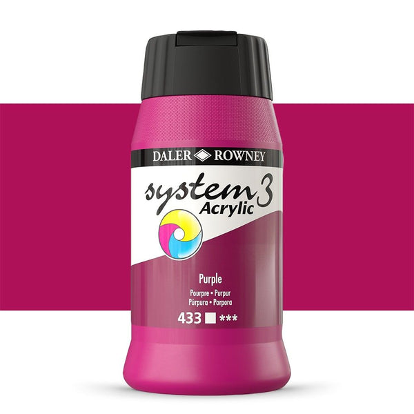 Daler-Rowney System3 Acrylic Colour Paint Plastic Pot (500ml, Purple-433) Pack of 1